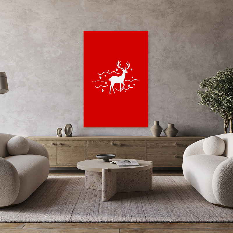 Art mural contemporain, cerf magique, H 48 po x l 32 po