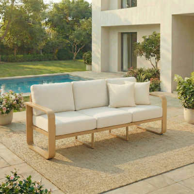 Canapé d'extérieur de 78 po en aluminium avec coussins