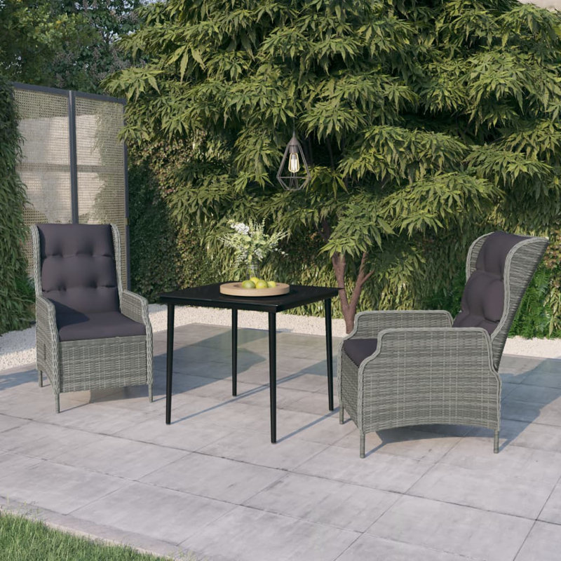 Rectangular Dining Set with Cushions, Light Gray, 31.5", 2