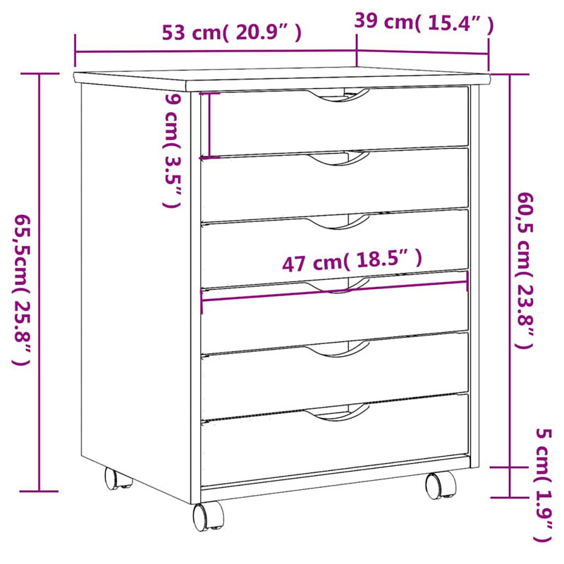 Stancy Solid Wood 53 cm W Chest of 6 Drawers, Black