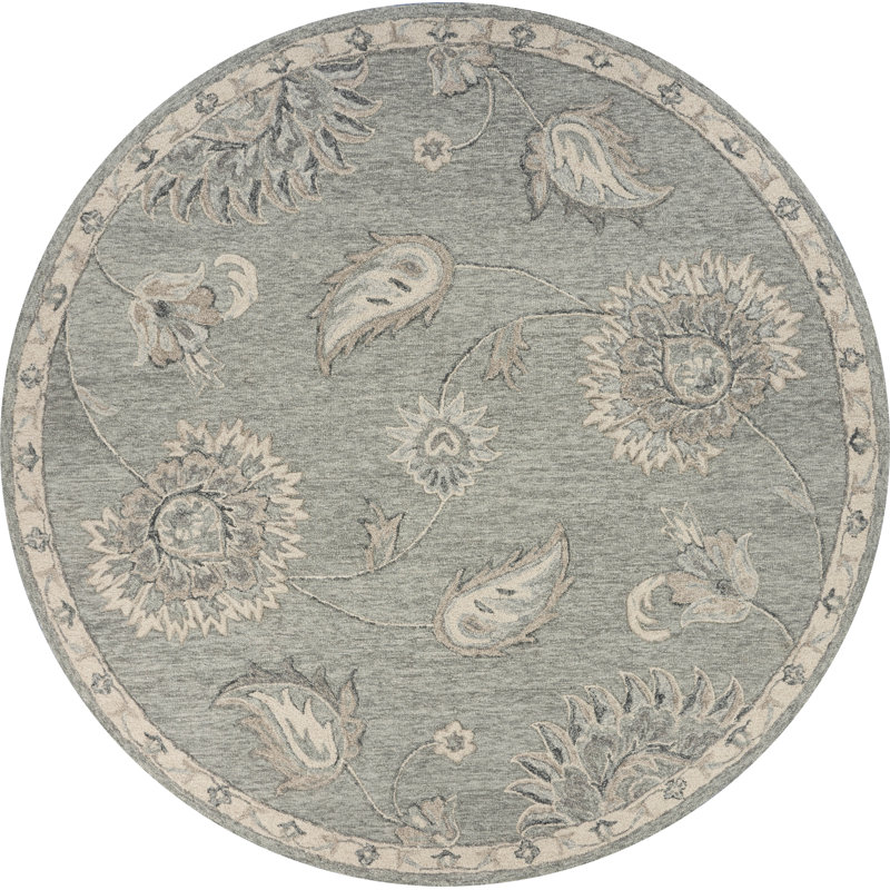 Munz Handmade Gray/Traditional Natural Wool Indoor Area Rug, Round 7'3"