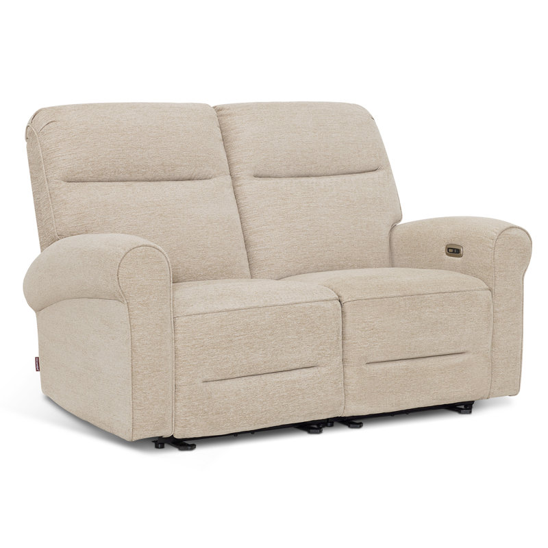 64.6" Wide zero clearance recliner  Power Recliner Loveseat Sofa, Reclining Loveseat for Small Space, Beige