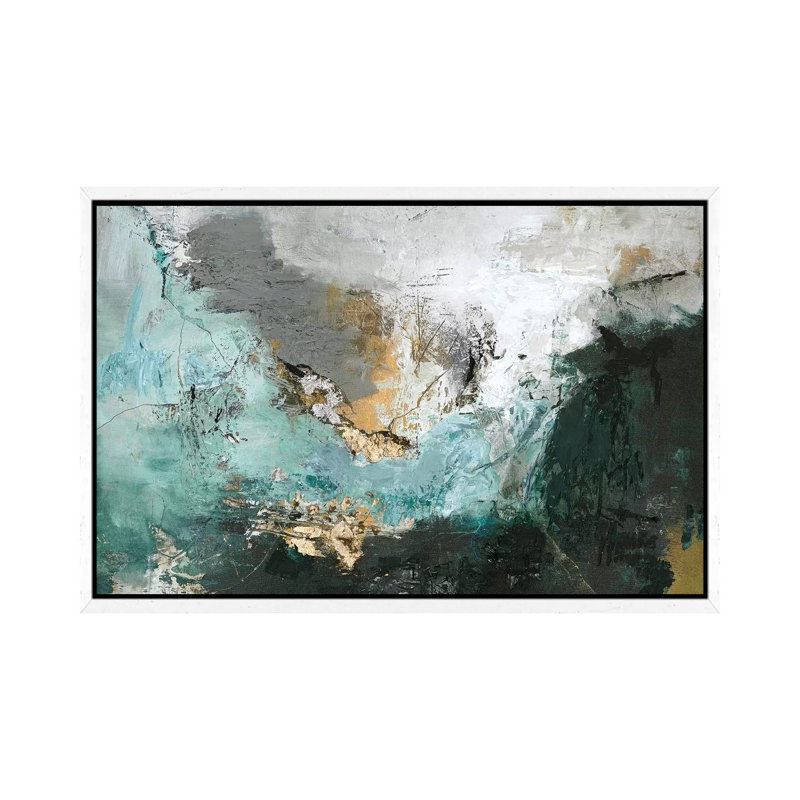Arctic Green - Painting on Canvas, 101.6 cm H x 66.04 cm W, White Framed