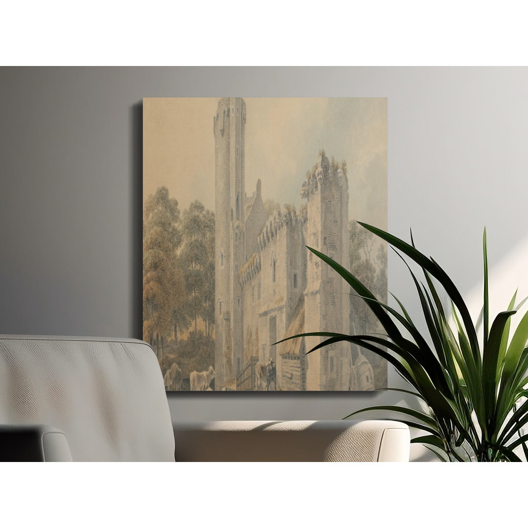 Vintage Watercolor Castle Landscape Canvas