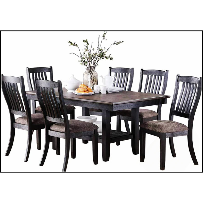 Table de salle à manger moderne moderne en faux marbre et noir avec table en V et tréteaux