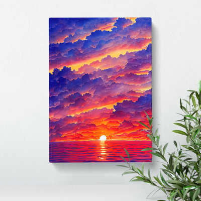 An Artistic Ocean Sunset - Wrapped Canvas