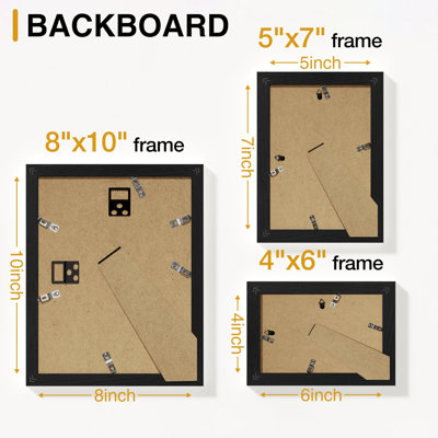 15 Pack Picture Frames Collage Wall Decor, Wall/Tabletop Display， Black, Multi-Size Gallery Wall Frame Set: 3pcs 8x10, 6pcs 5x7, 6pcs 4x6. Picture Frame Set for Family