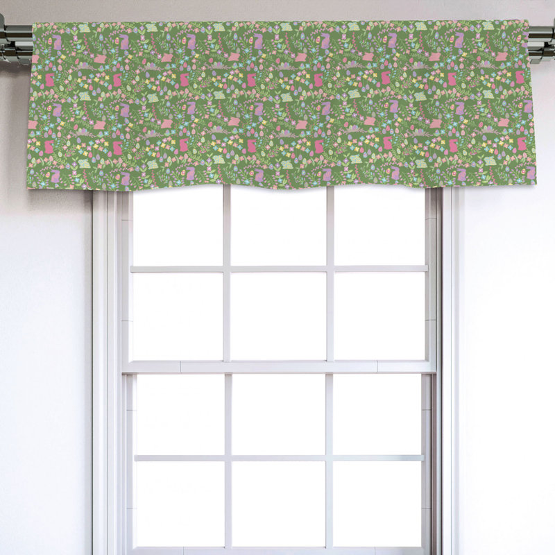 Sateen Floral Ruffled Window Valance