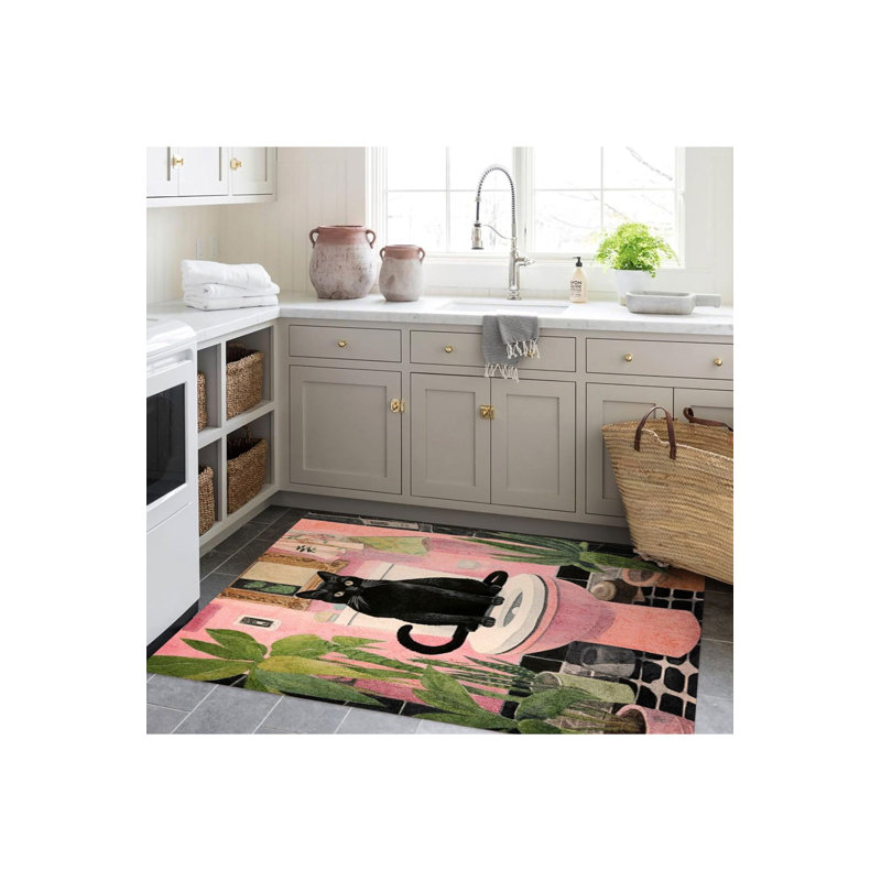 Tapis décoratif tissé à motif de chat noir Northern Collection, Tapis de couloir 2 pi 6 po x 9 pi 10 po inclus