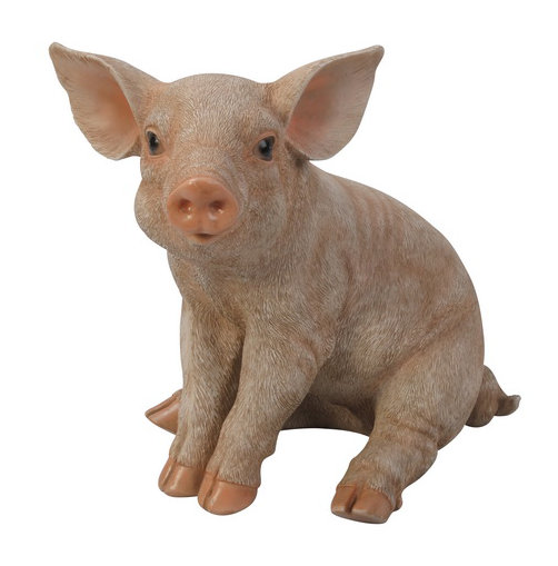 Figurine cochon assis, H 9 po x l 7 po x P 10 po