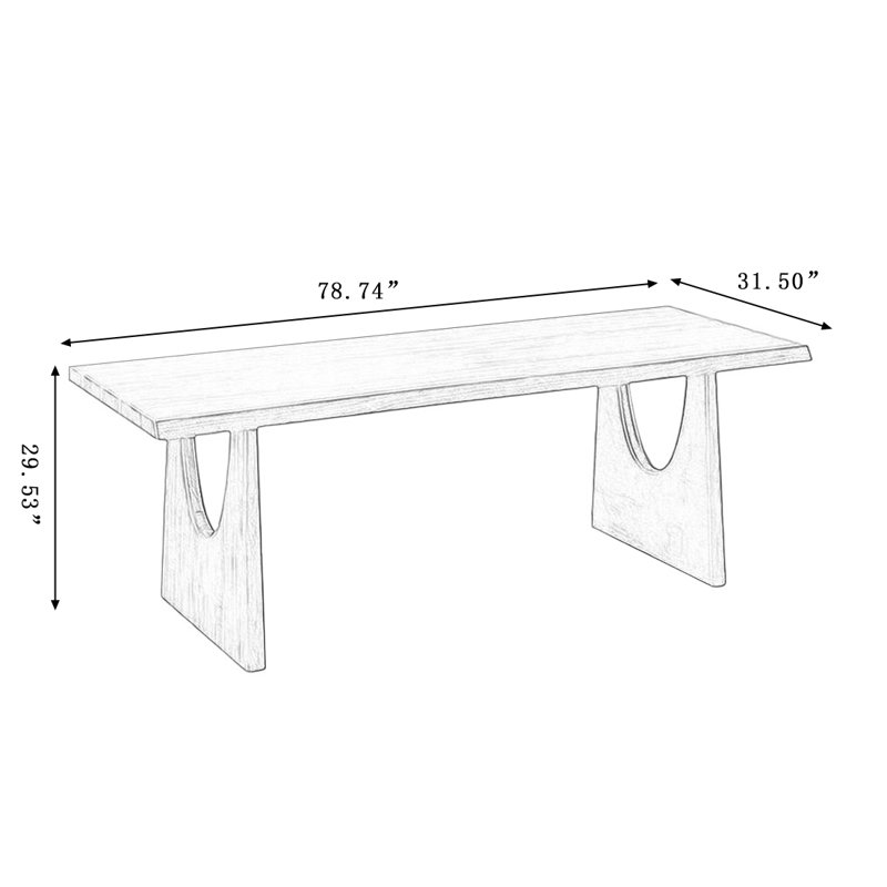 Table de salle à manger rectangulaire Modern, 29.53"H x 78.74"L x 31.5"W