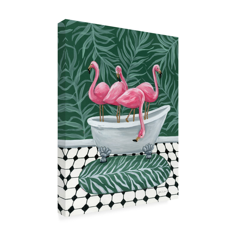 «Flamants roses dans la baignoire», H 19 po x l 14 po
