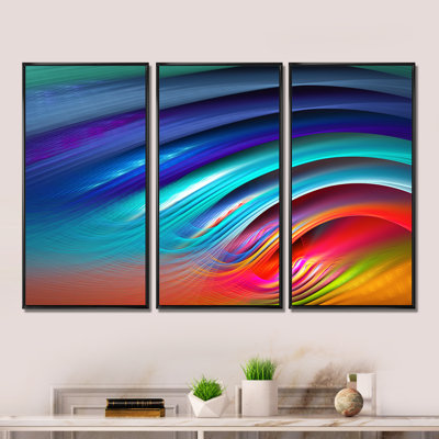 «Beautiful Fractal Rainbow Waves», ensemble d'art mural sur toile à motif floral