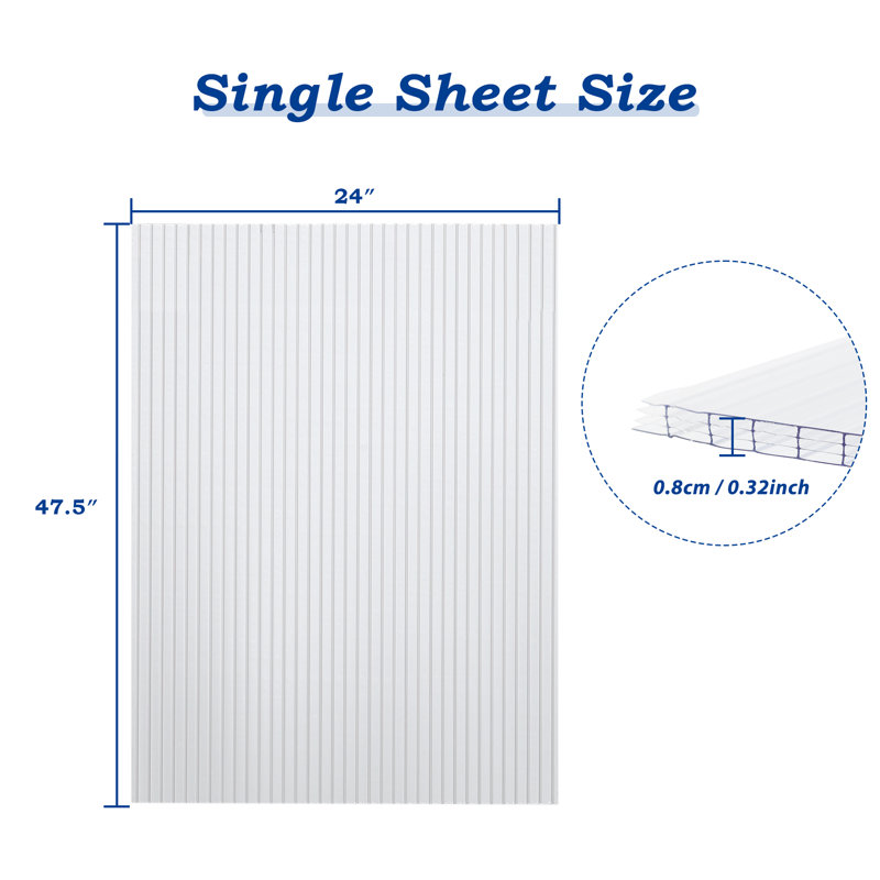 Aoodor Polycarbonate Panel Cover(Set of 6), 0.32" H x 48" W x 24" D