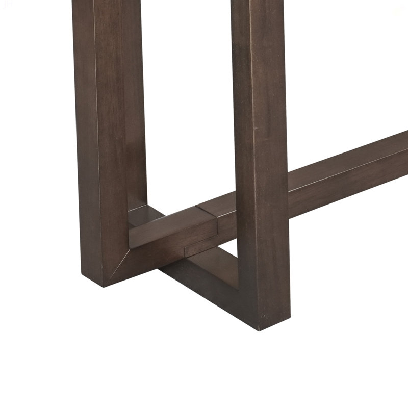 Console étroite 59 po - Pieds rectangulaires en bois d'hévéa, Brun