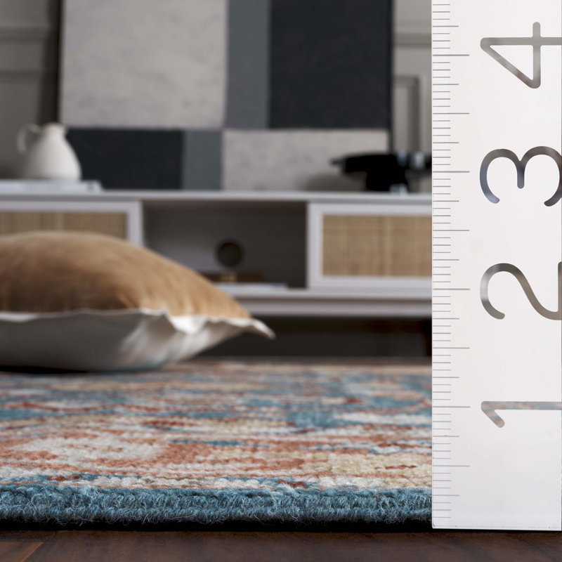 Samarkand 128 Area Rug In Turquoise / Rust, Rectangle 6' x 9'