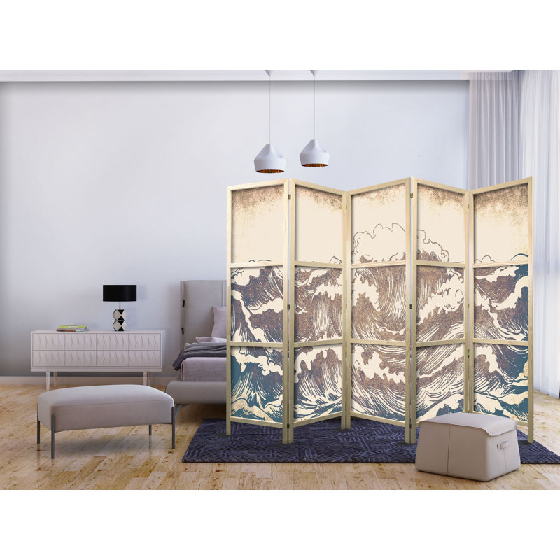 171cm H Solid Wood Folding Room Divider, 171cm H x 225cm W x 1.2cm D