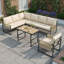 6-7 Seat Modular Outdoor Sofa Set With Adjustable Plastic Wood Table & Rope