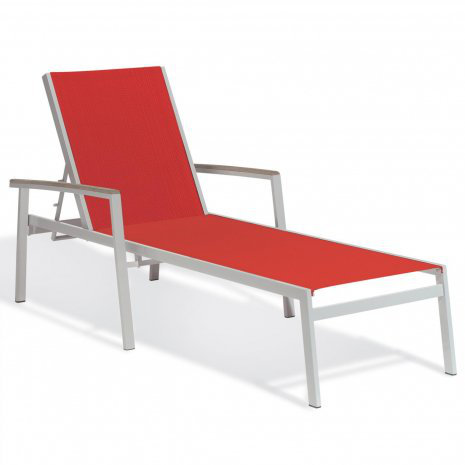 Travira Outdoor Chaise Lounge, Red