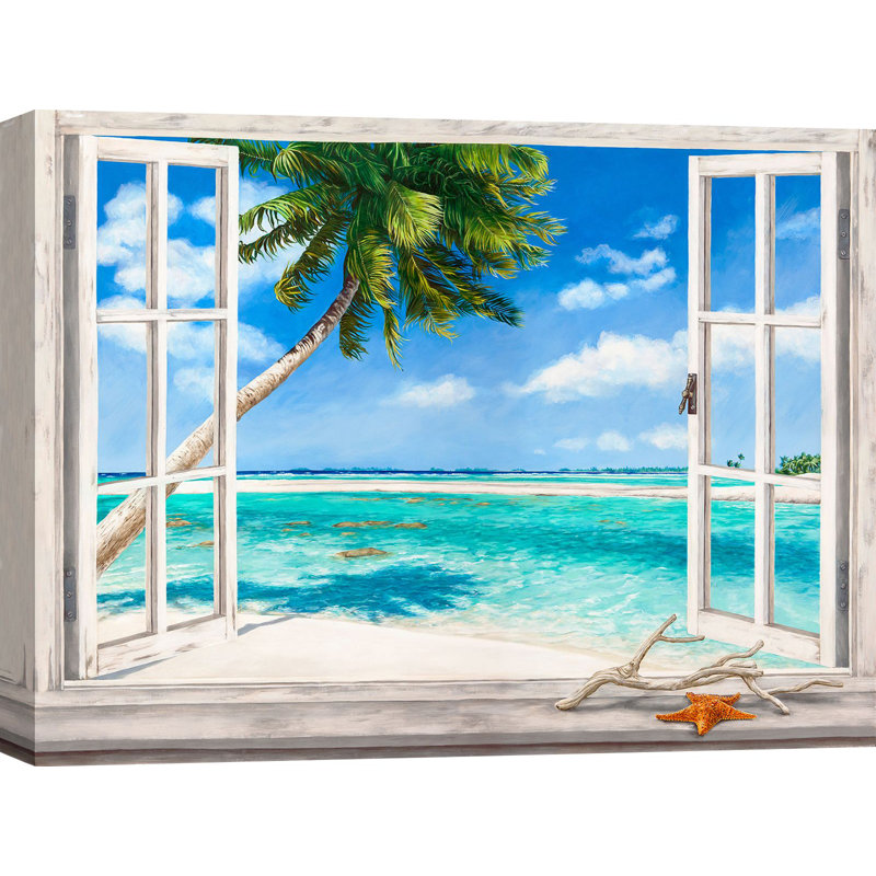 Window On Tropical Bay by Remy Dellal - Wrapped Canvas Art Prints, 50cm H x 70cm W x 4cm D