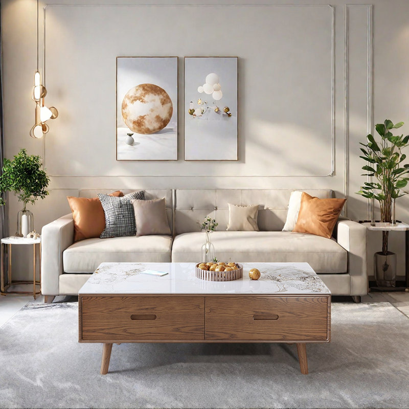 Table basse simple en bois massif de granit