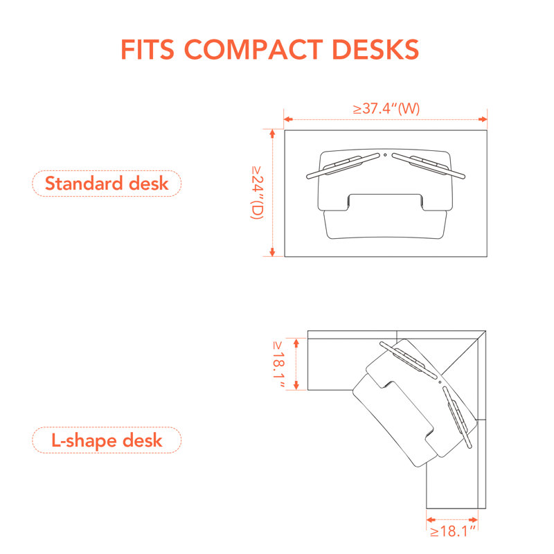 35"/40" Motorized Desk Converter, 19.7" H x 40" W x 16.3" D