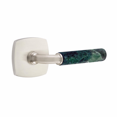 Emtek Select Privacy Leverset, Urban Modern Rosette, R-Bar Stem, Green Marble Handle, LH-6" W x 6" L