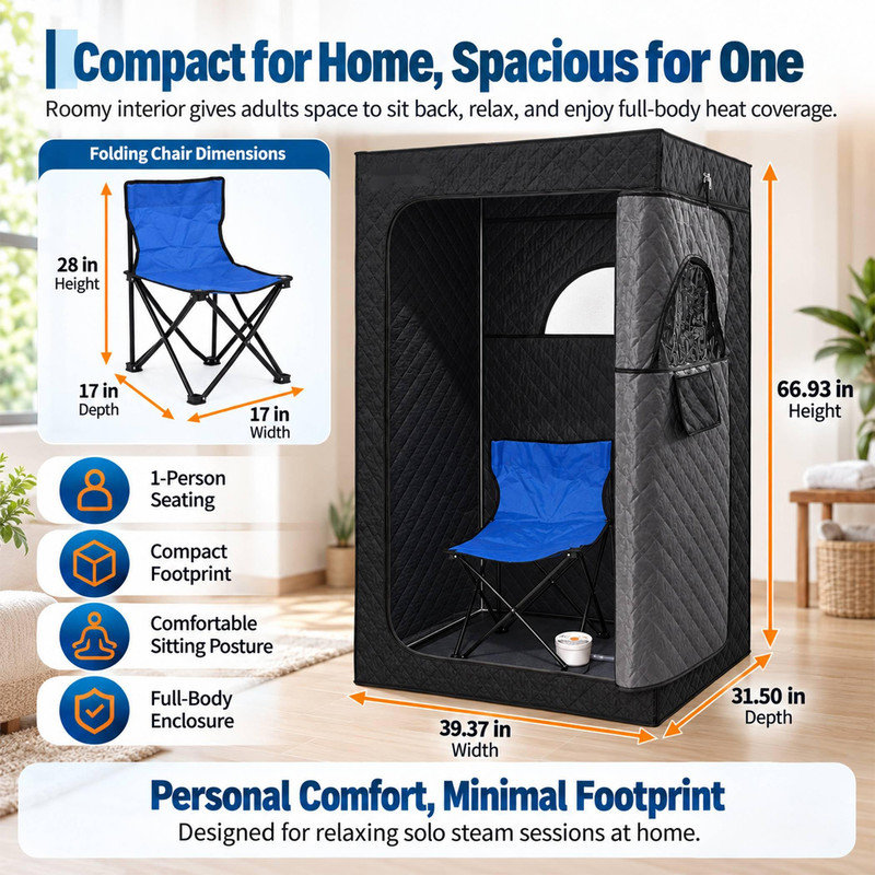 1 Person Home Sauna Tent with Steam and Far Infrared Heating
