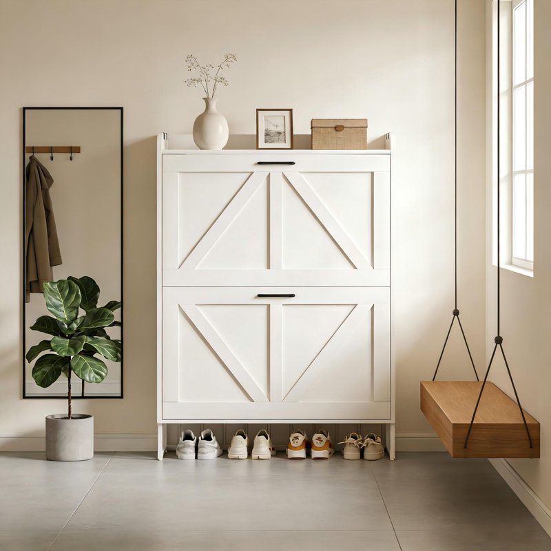 Rangement pour chaussures peu encombrant, organisateur de chaussures anti-basculement pour vestibule, Blanc