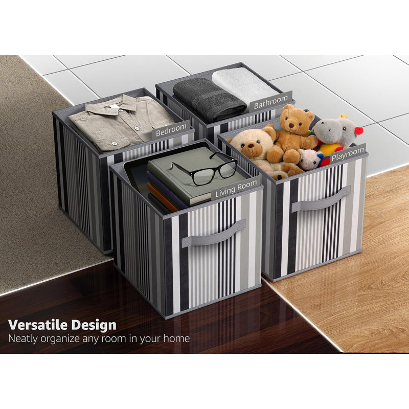 Sorbus Fabric Storage Bins 11" Foldable Cubes With Handles For Cubbies Shelving - 6Pk