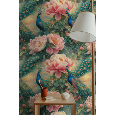 Rouleau de papier peint à motif floral Peacock Paradise