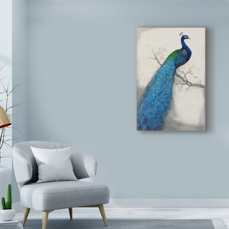 « peacock blue i », reproduction de peinture à l’acrylique sur toile tendue, H 19 po x l 12 po x P 2 po