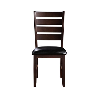 2 Side Seating Chairs - Cherry Construction & Black Leather Of Rich Comfortable Upholstery