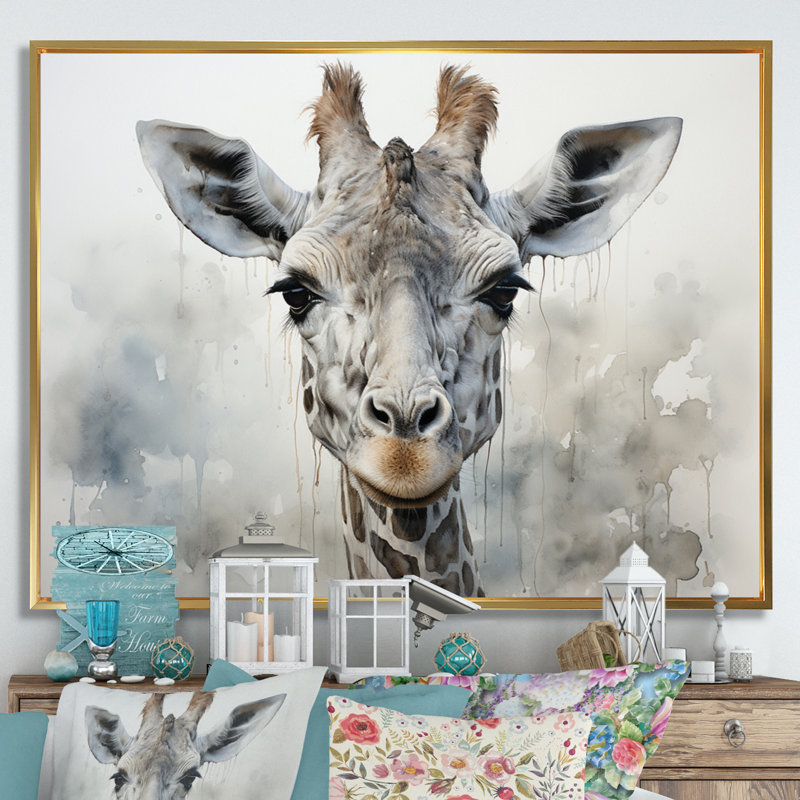 Kristyanne Giraffe Graceful Necks - imprimé, H 16 po x l 32 po x P 1 po, Cadre flottant doré