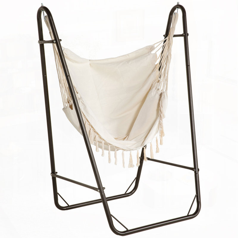 Chaise de hamac de patio avec support en forme de U, Brun