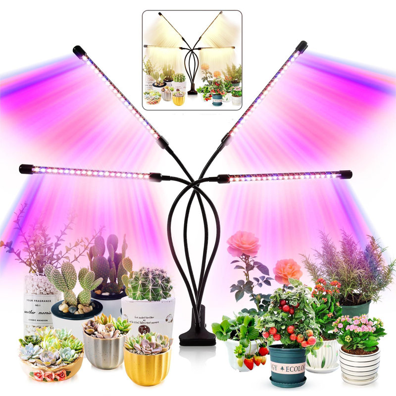 Lampe de culture pour plantes d'intérieur - Version améliorée 80 lampes à DEL avec spectre complet et spectre rouge-bleu, minuterie 3/9 / 12H, 10 niveaux d'intensité réglable, col-de-cygne réglable, 3 modes d'interrupteur