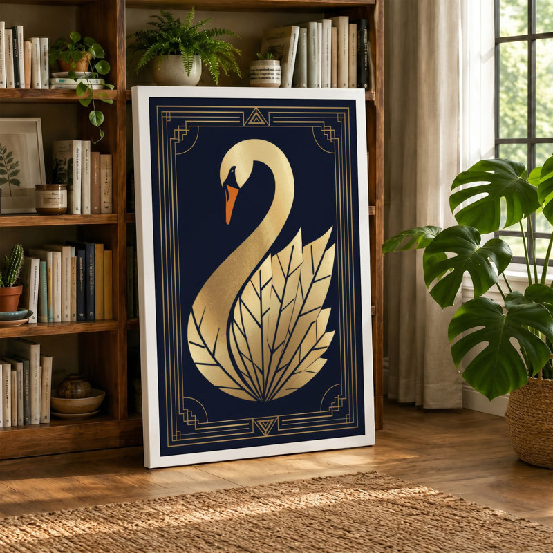 Gilded Swan Art Deco - Wrapped Canvas, 18x12 - 45.7 x 30.5 cm, Cream Border