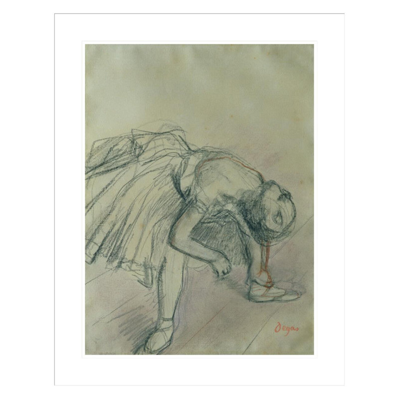 Danseuse fixant sa pantoufle par Edgar Degas, impression giclée encadrée, H 29,5 po x l 23,44 po