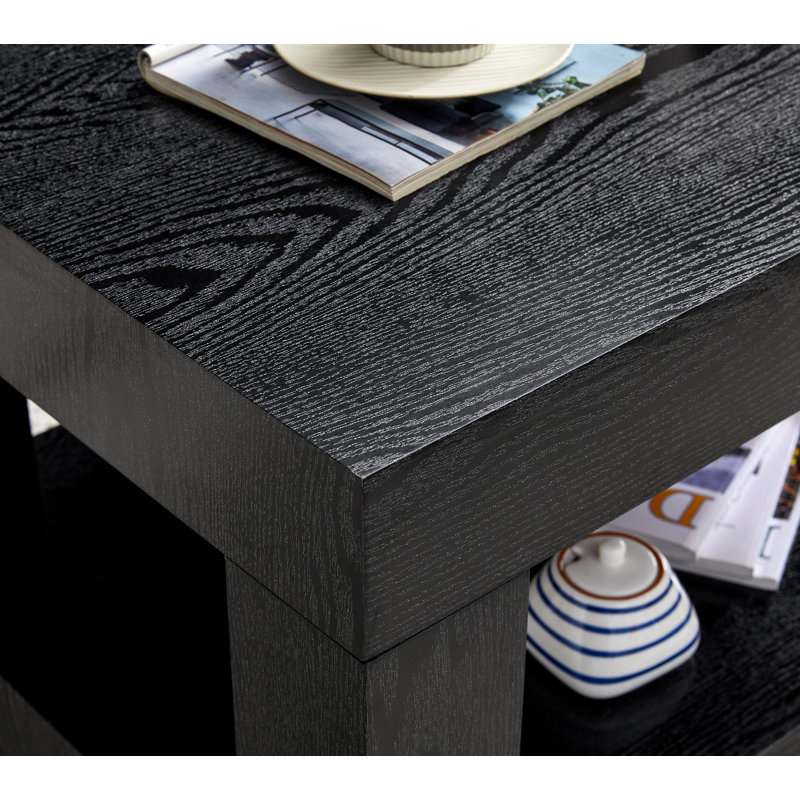 Table basse moderne à 2 niveaux pour meubles de salon, table centrale rectangulaire avec tablette de rangement ouverte. La table basse à double couche est fabriquée en panneau de fibres à densité moyenne. Assemblage stable et durable, facile