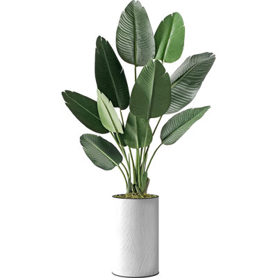 Arbre artificiel en pot, faux oiseau de paradis en soie, décoration de la maison (pot et arbre)