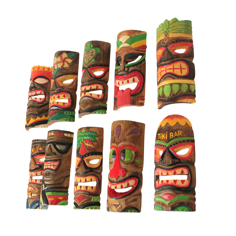 Ensemble de 10 masques tiki hawaïens
