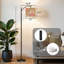 Lampe sur pied à arc avec abat-jour réglable, damas floral, rose tendre, brun, romantique, sur pied, beige, 3 couleurs, température, intensité variable, grand lampadaire avec interrupteur au pied pour la chambre à coucher