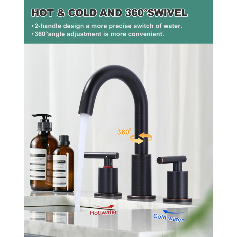 Oil Rubbed Bronze Double Handle Widespread Bathroom Faucet