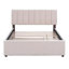 Teddy Fleece Full Size Upholstered Platform Bed with Twin size Trundle, Beige-990930974-990930968