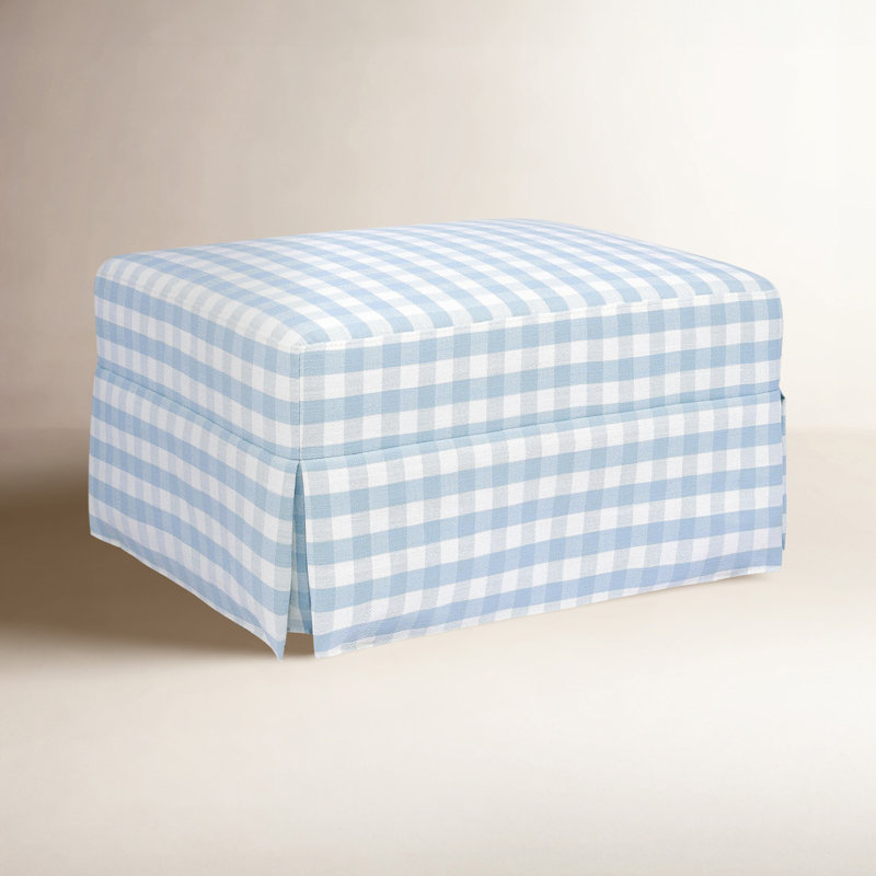 Crawford Ottoman, Blue Gingham