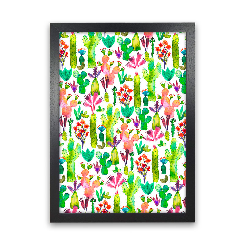 Cacti Garden - Print, Black Framed, 34cm H x 25cm W x 3cm D