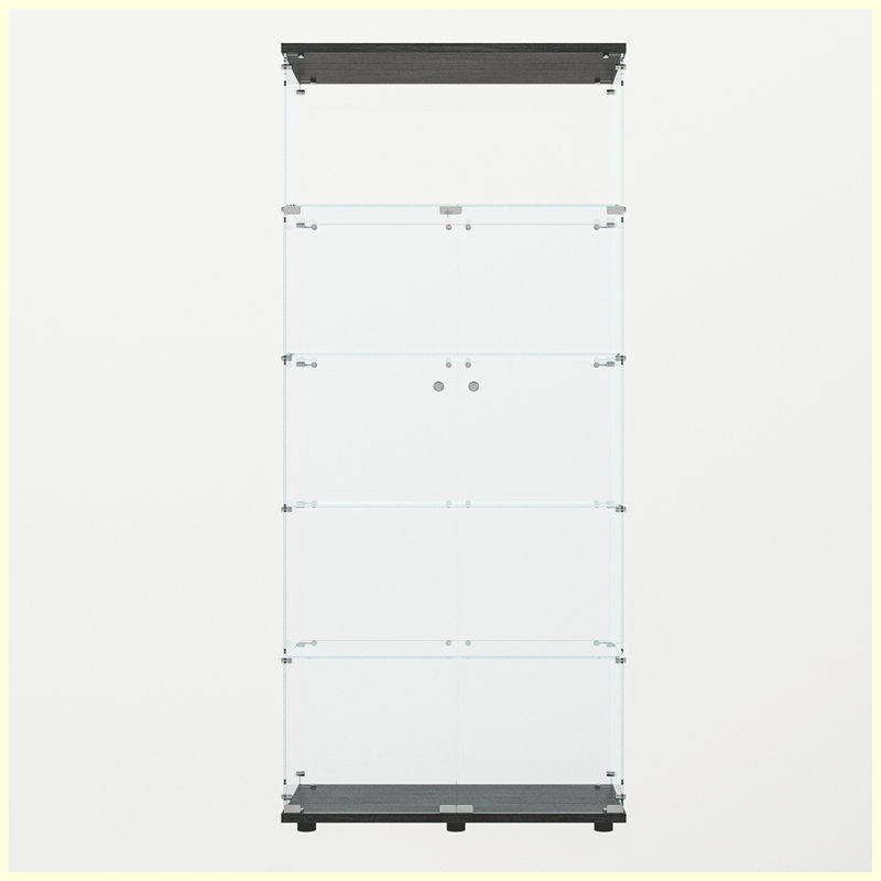 ModernTempered glass display cabinet with paipai lights,with locks, Black