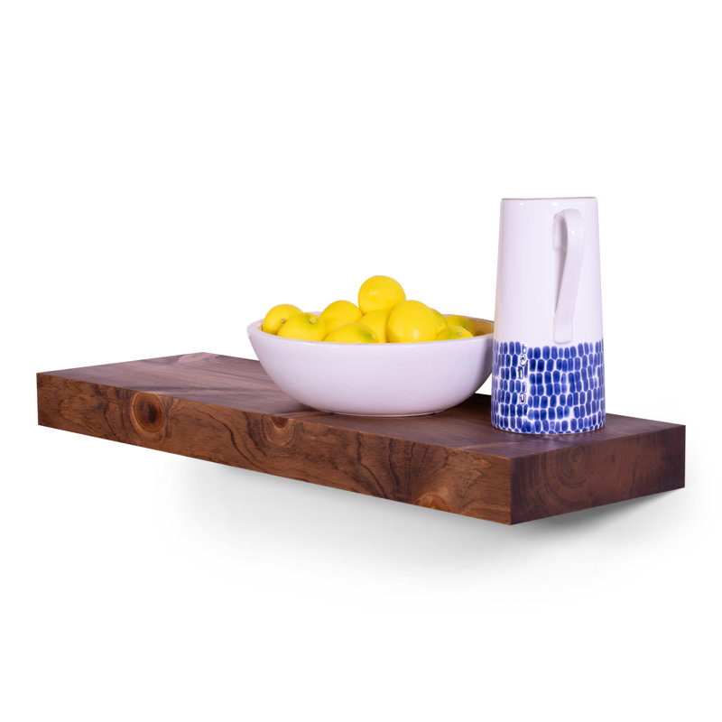 Brough Pine Solid Wood Floating Shelf, 3" H x 24" W x 11.5" D, Bourbon