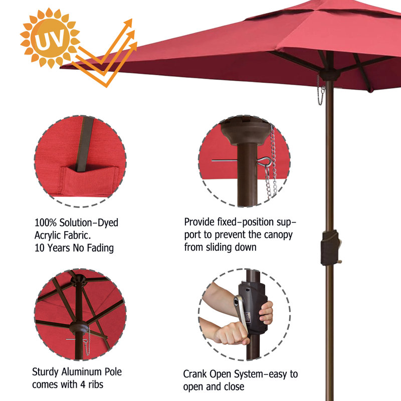 Parasol de marché carré 6 pi Nahlani, Bourgogne