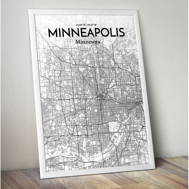 Minneapolis City Map - No Frame Print, 43.2 cm H x 27.9 cm x 0.13 cm D